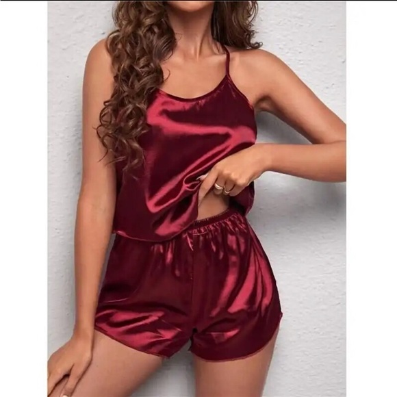 unbranded Other - Sexy Red Satin Camisole Shorts Set